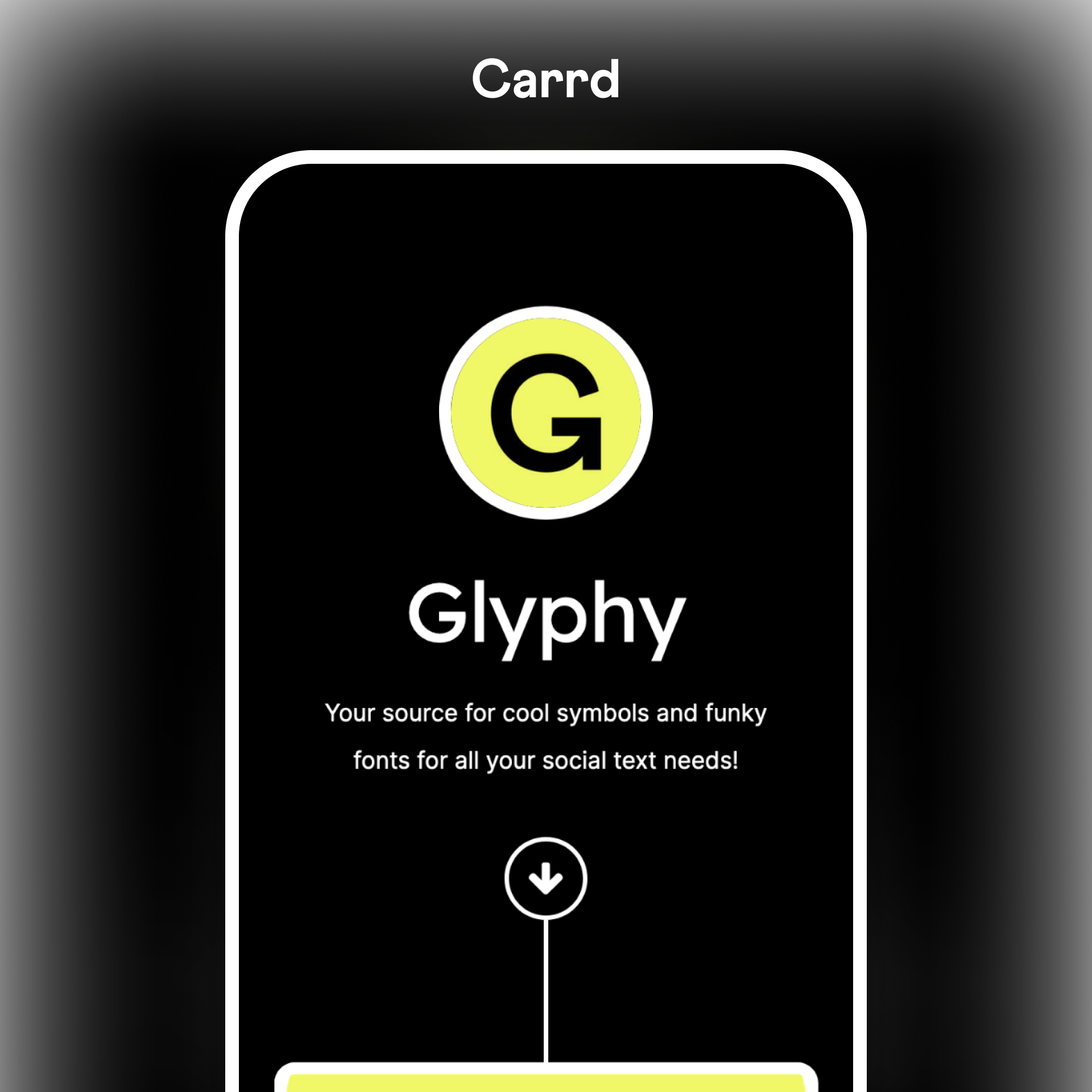 Carrd link in bio tool example profile on a mobile device